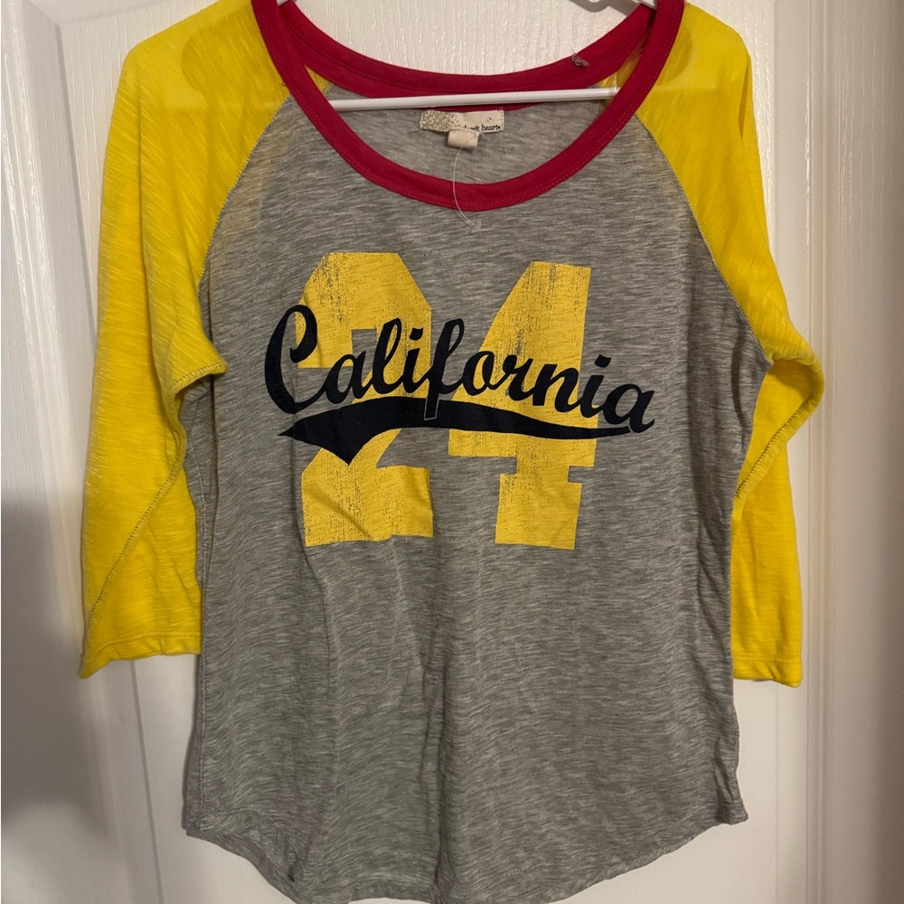 Derek Heart Gray Tee with Pink Neckline